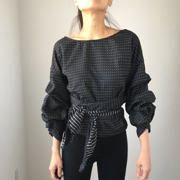 Black Polka Dots Sexy Chic Wrap Top - LAST PC - Picture 6 of 8